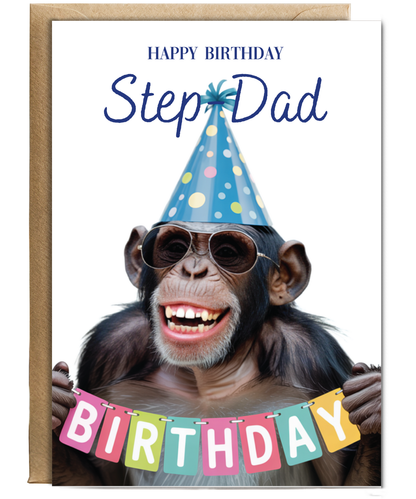 Chimpanzee happy birthday Stepdad