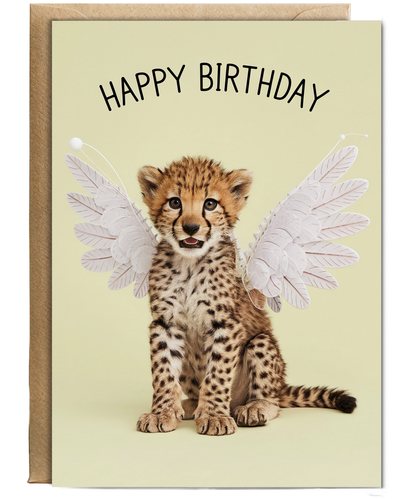 Birthday Card Cheetah with wings