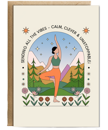 Yoga Card Sending All the Vibes Calm, Clever & Unstoppable