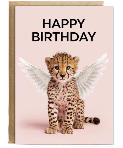 Birthday Card Cheetah With Wings