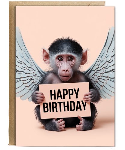 Birthday Card Chimp wings
