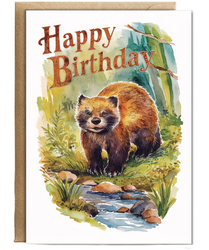 Happy Birthday cute wolverine watercolour