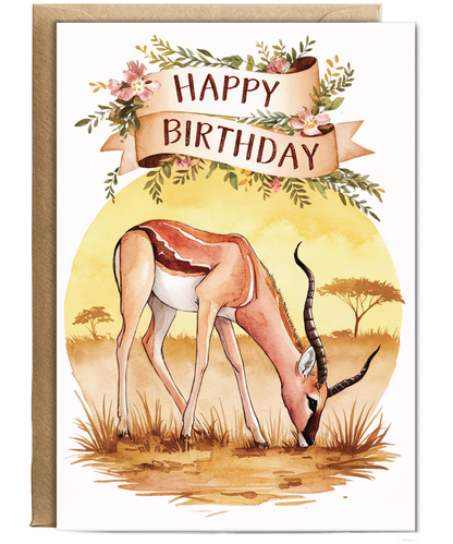 Happy Birthday cute impala watercolour