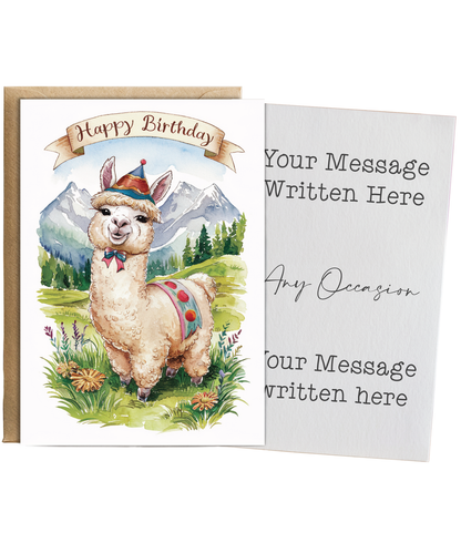 Happy Birthday cute alpaca watercolour