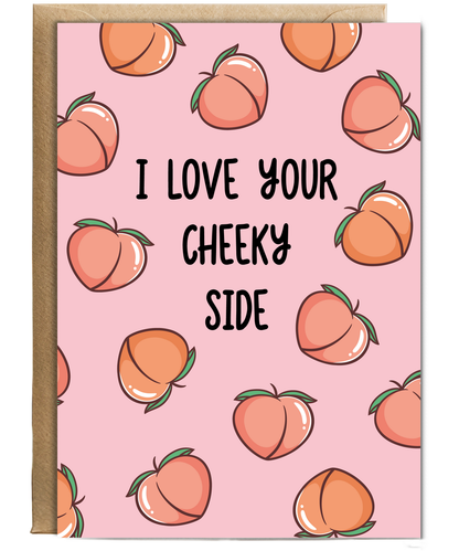 Funny I Love Your Cheeky Side Card Peach Pun for Wife or Girlfriend