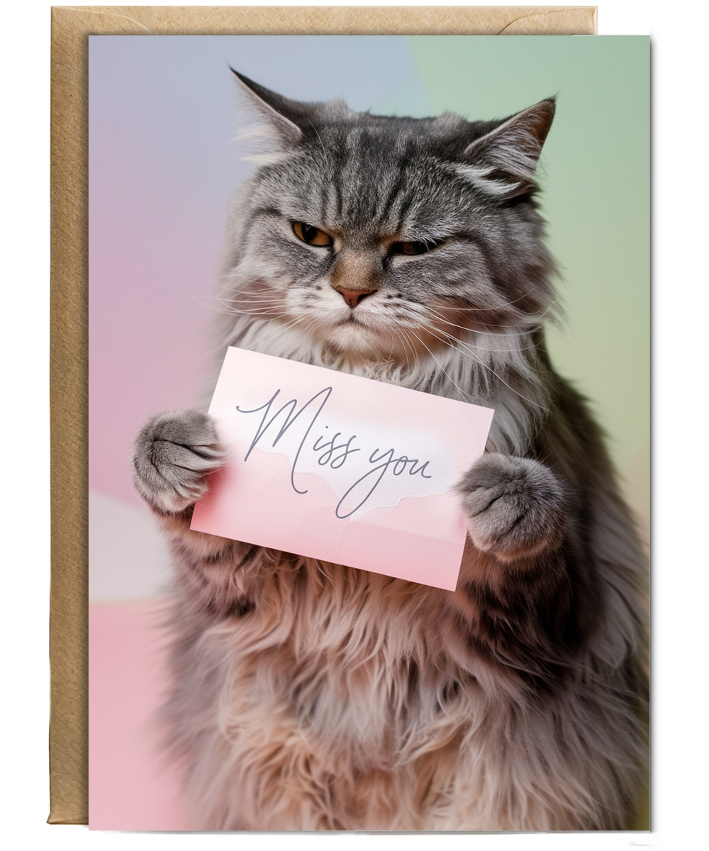 Miss You with Cat with a Letter