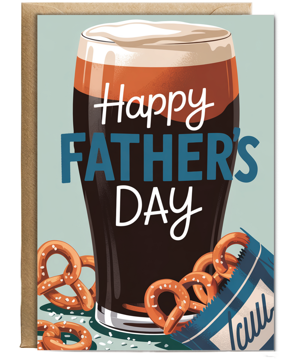 Father's Day card Beer and Pretzels