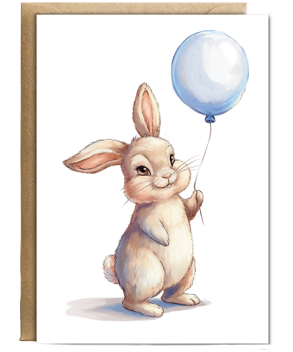 Bunny with a blue balloon