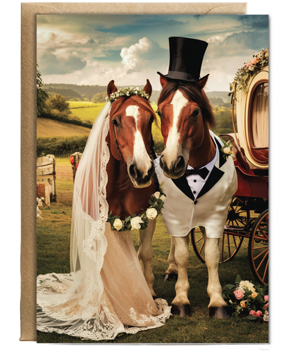 funny horse bride and groom