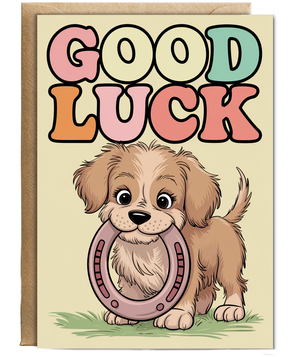 Good Luck - Puppy with a Horseshoe