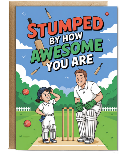 Cricket Themed Card for Daughter Stumped by How Awesome You Are