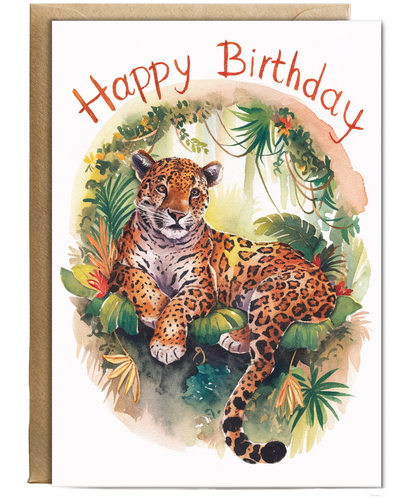 Happy Birthday cute jaguar watercolour