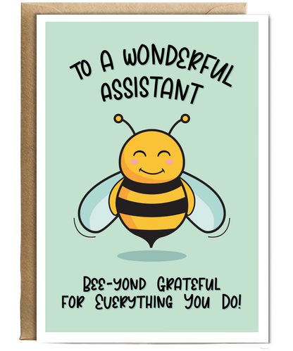 Teacher Thank You Card for Teaching Assistant Beyond Grateful Bee Pun