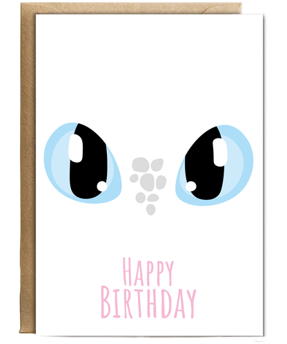 Happy Birthday Card with Dragon Light Eyes