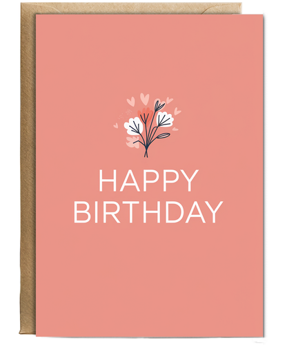 Happy Birthday Card minimalist flower bouquet