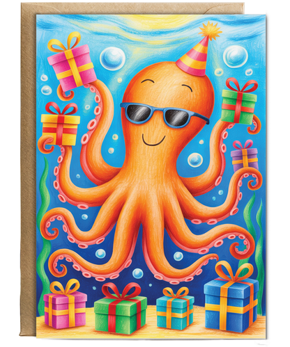 Kids birthday octopus with gifts