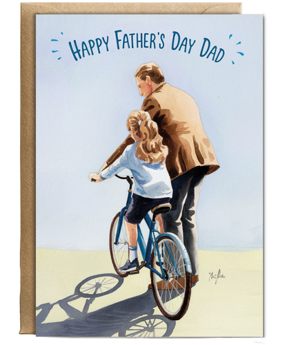 Happy Fathers Day Teaching Daughter to Cycle