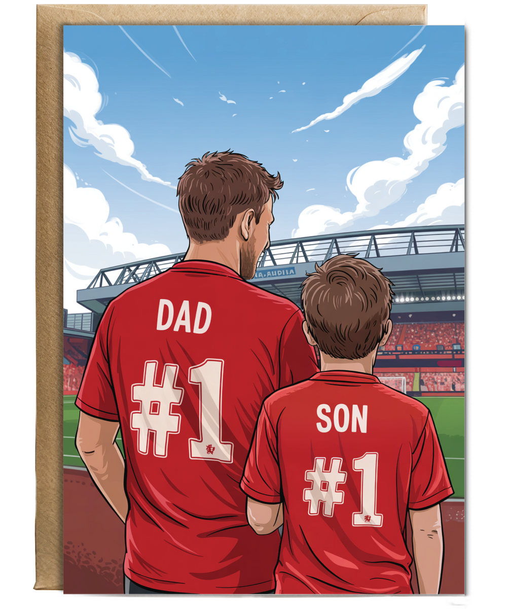 football red number one dad and son