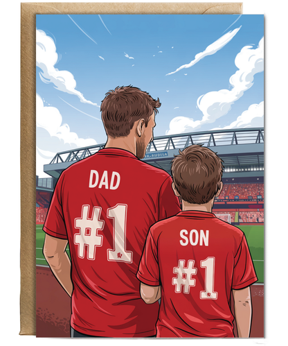 football red number one dad and son