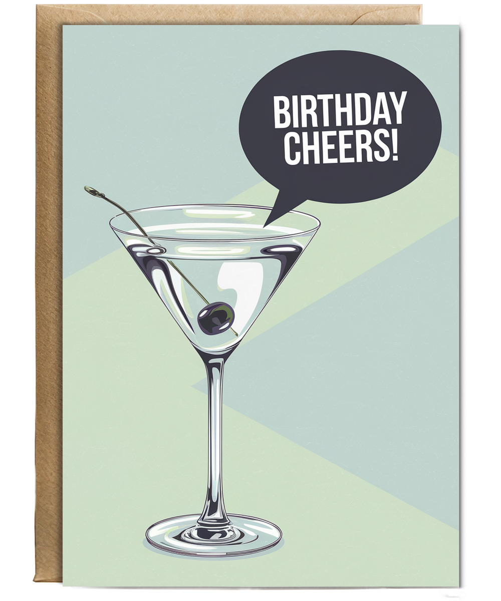 Birthday Cheers card martini glass for her him