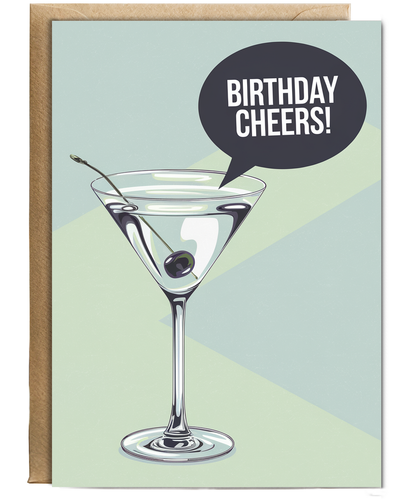 Birthday Cheers card martini glass for her him