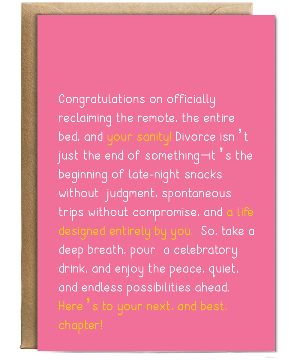 congratulation on your divorce