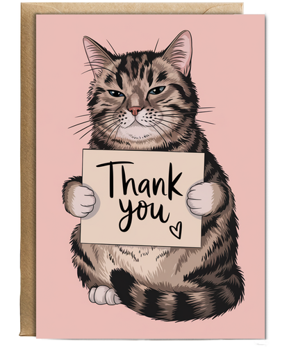 Thank You - Cat with a Thank-You Card