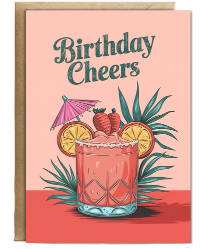 Birthday Cheers Card for her cocktail