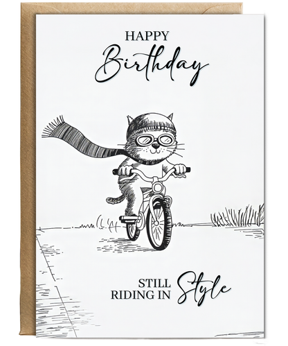 Happy Birthday Cat riding in style