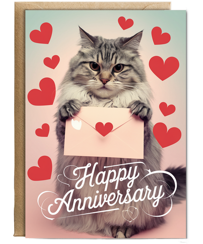 Happy Anniversary with Cat with a Love Letter