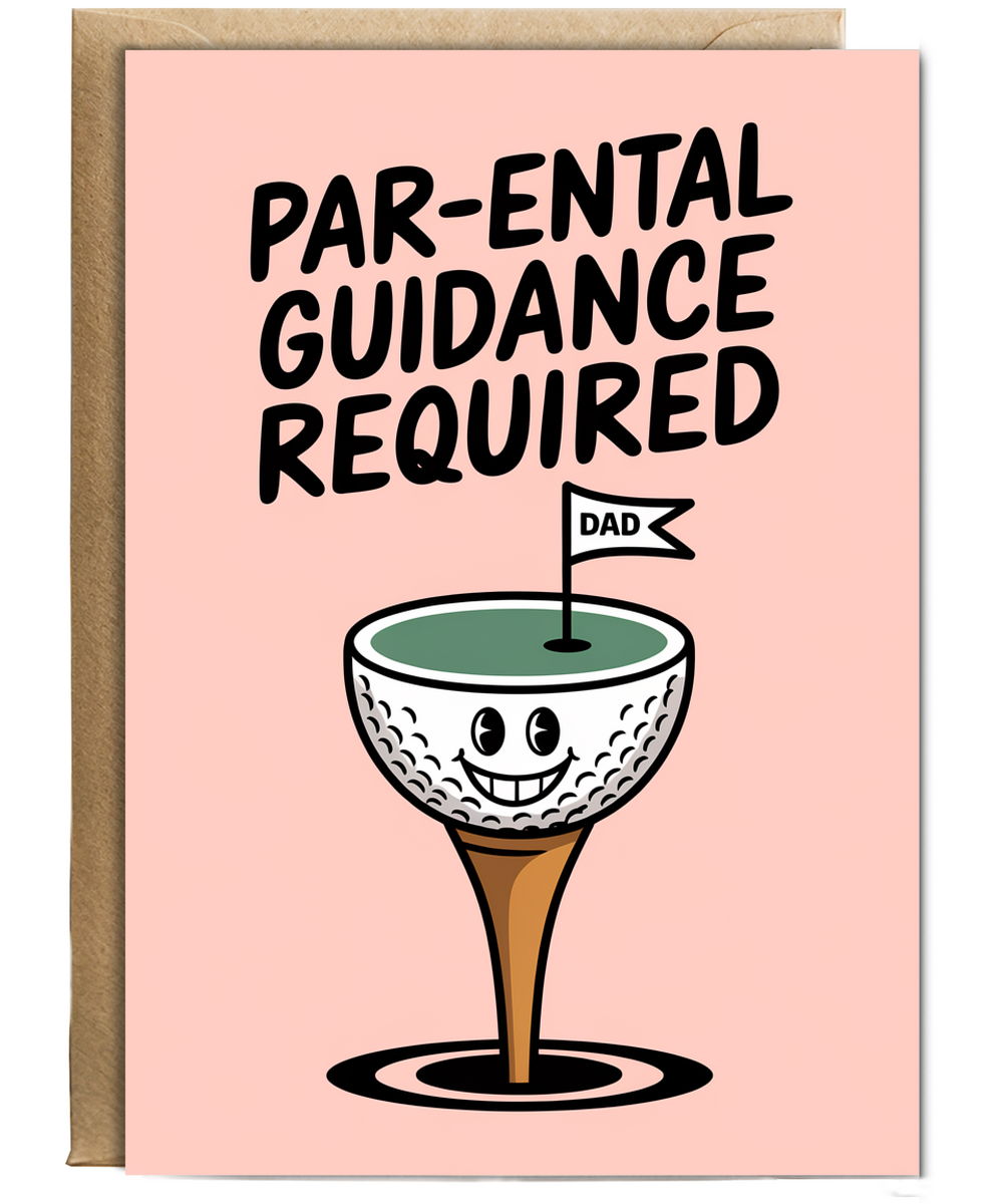Golf Joke Card birthday fathers day Par-ental Guidance Required