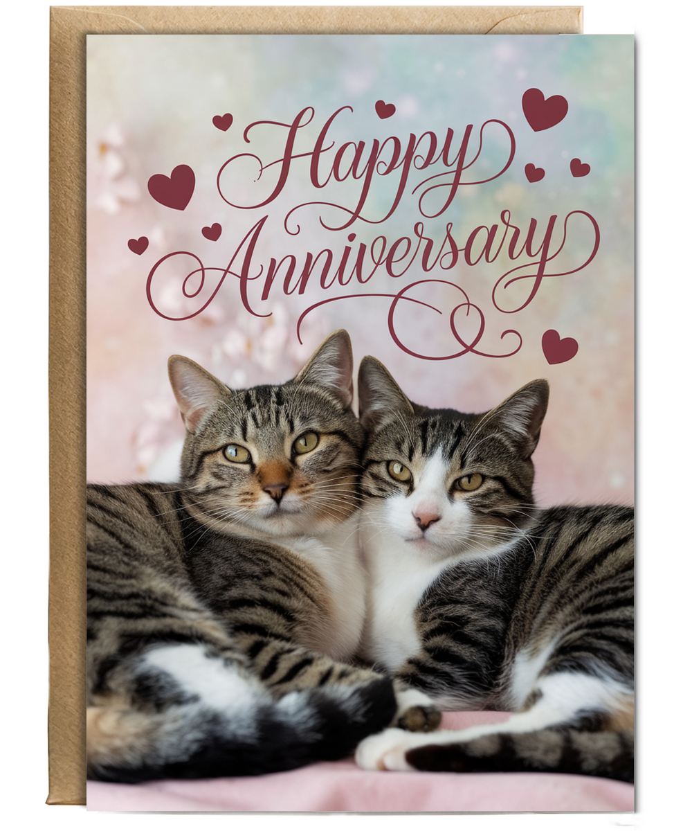 Happy Anniversary with Loveable Cat Couple