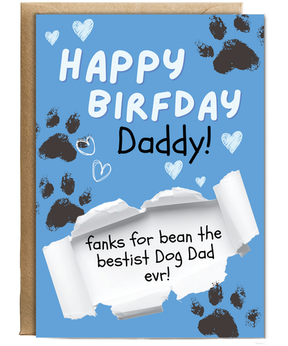 Funny Dog Dad Birthday Card from the Dog Pet Parent Gift