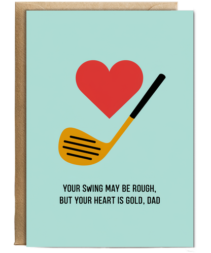 Happy Birthday Card Your Heart is Gold Golf for Dad