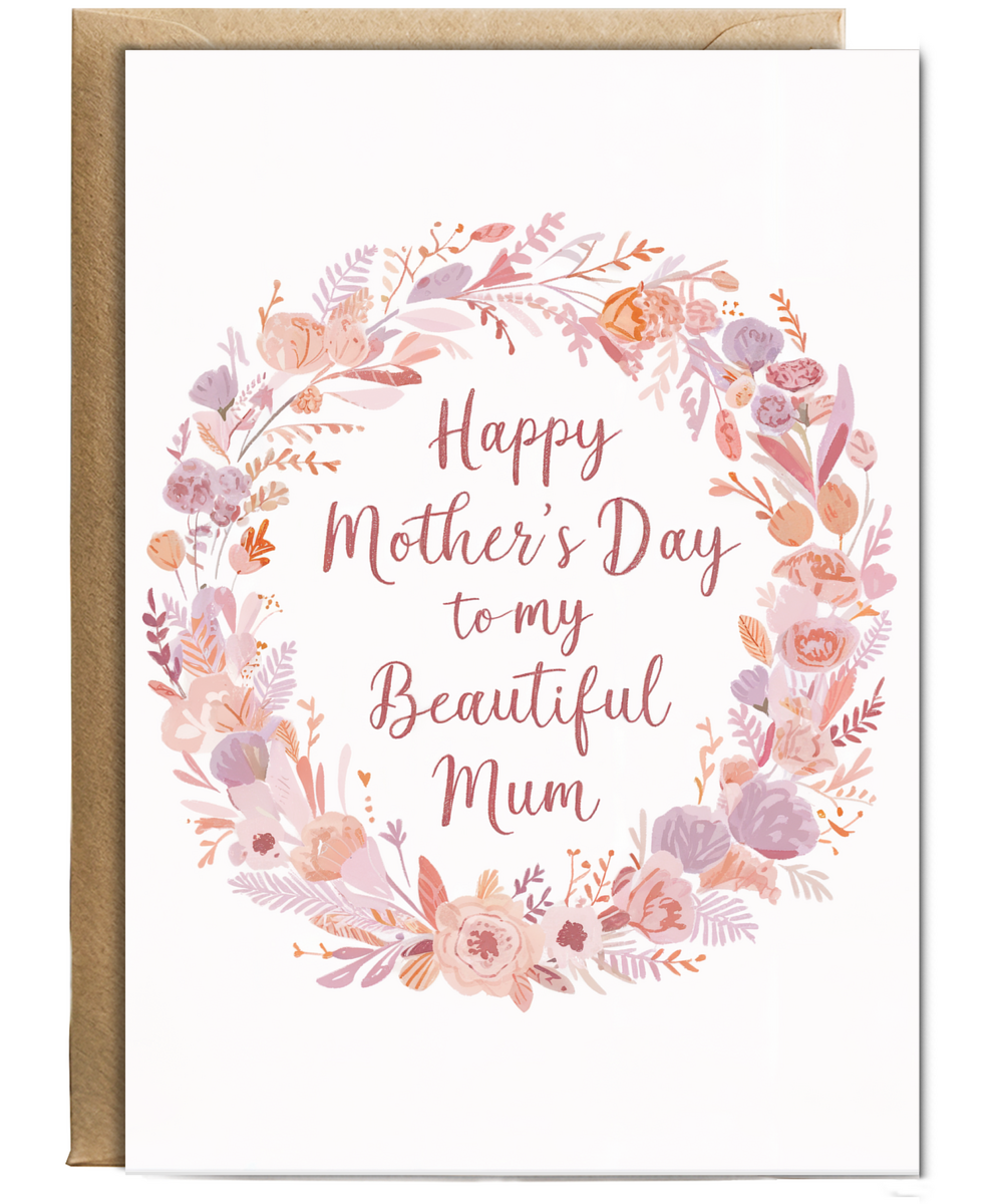 Happy mother's day to my beautiful mum wreath