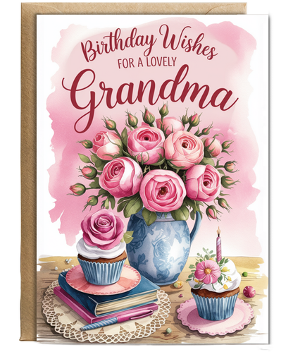 Birthday Wishes for a Lovely Grandma with Bouquet