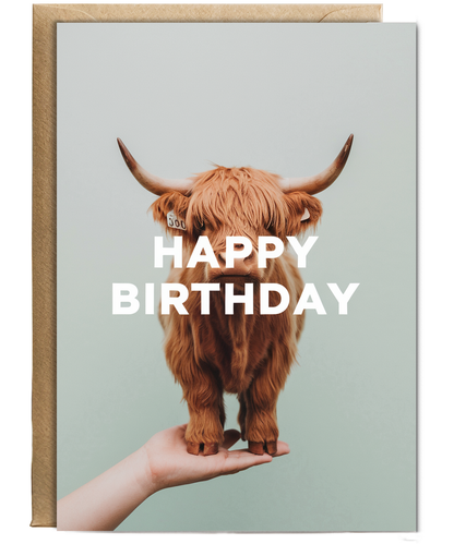 Happy Birthday Card mini Highland Cow