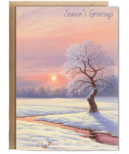 Christmas Card Seasons Greetings Winter Wonderland Watercolour Landscape