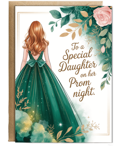to a special daughter on her prom night emerald green