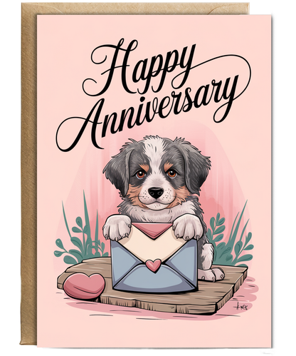 Happy Anniversary - Puppy with a Love Letter