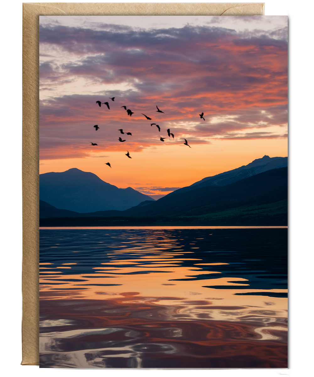 Sunset over a calm lake