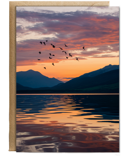 Sunset over a calm lake