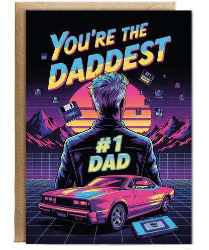 Happy Fathers Day Card Retro Style Youre the Daddest Number One Dad