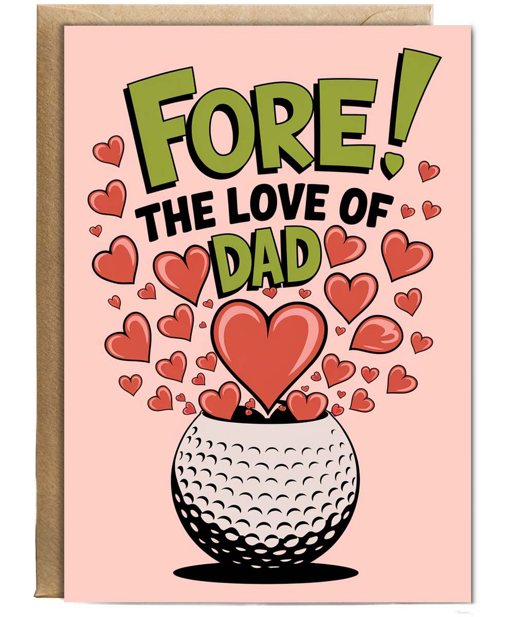 Happy Birthday Card Fore Love of Dad Golf