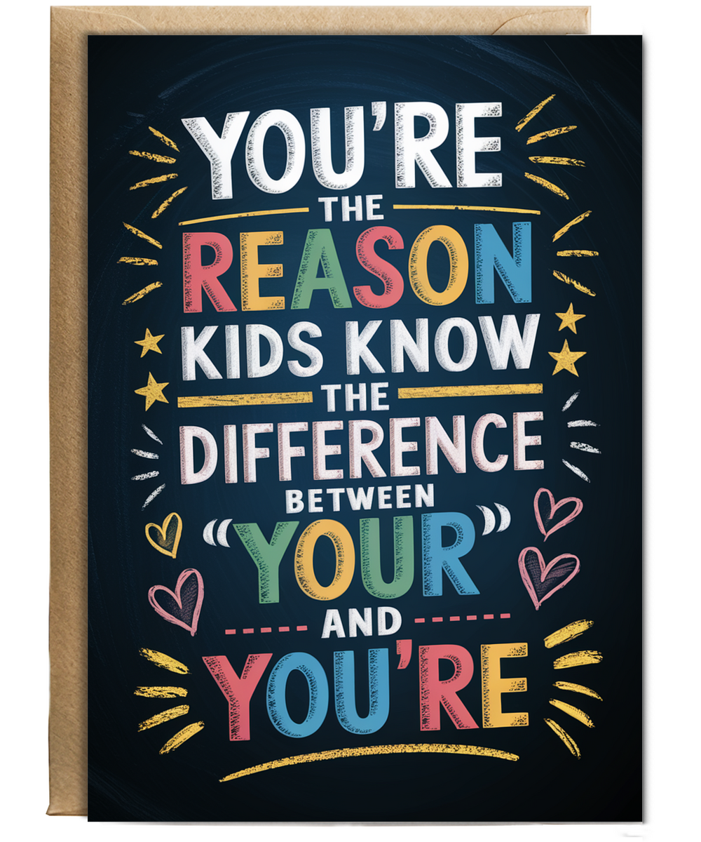 Birthday Card for Teacher Difference Between ‘Your’ and ‘You’re’