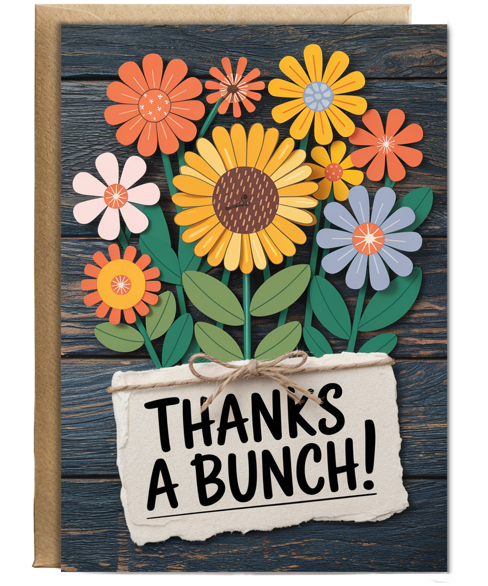 Thanks a Bunch Card floral illustration Hand-drawn