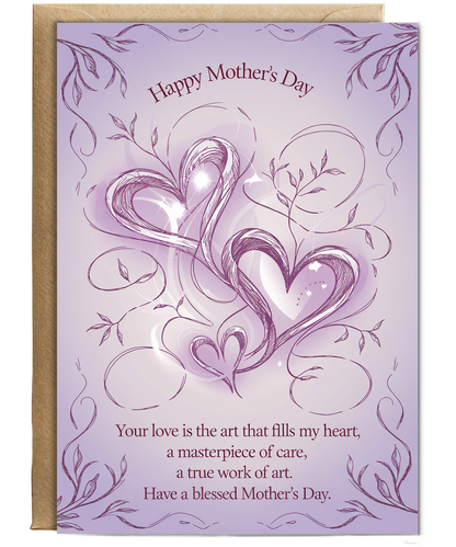 Mothers Day Card Love fills my heart lilac Traditional poem
