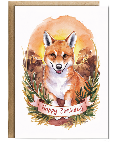 Happy Birthday cute dingo watercolour