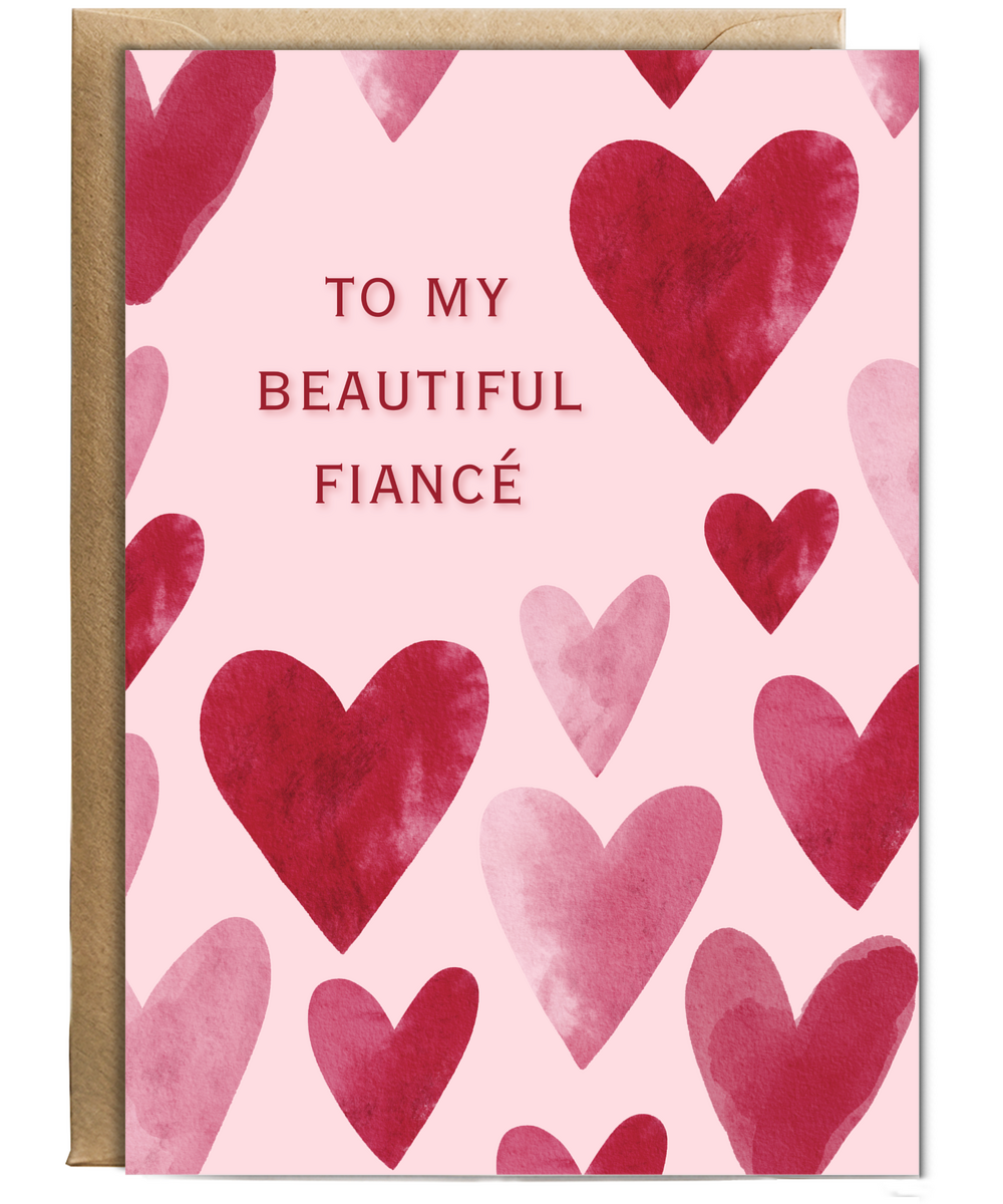 to my beautiful fiancé watercolour hearts