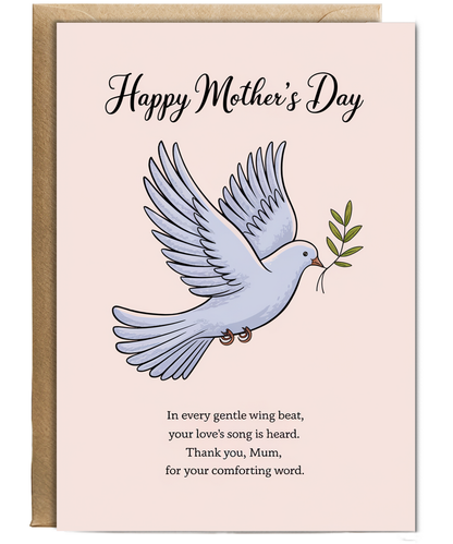 Mothers Day Card Thank you mum dove Traditional poem